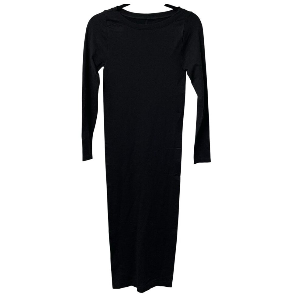 ISABEL MATERNITY DRESS FITTED BLACK STRETCH BACK SLIT LONG SLEEVE SIZE XS NWT